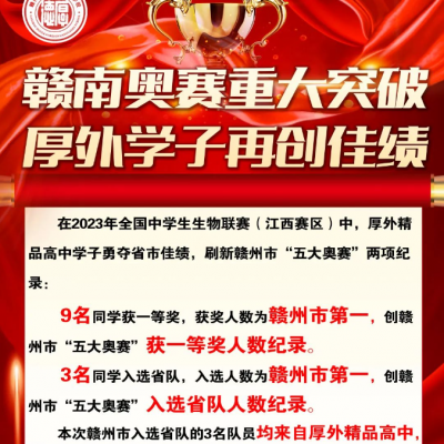 赣南奥赛重大突破 厚外学子再创佳绩